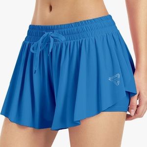 Bright Blue Flowy Butterfly Shorts